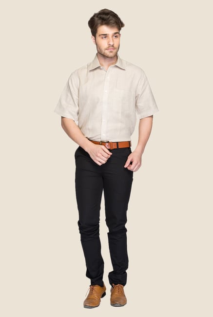 ColorPlus Beige Solid Linen Shirt ColorPlus Beige Solid Linen Shirt