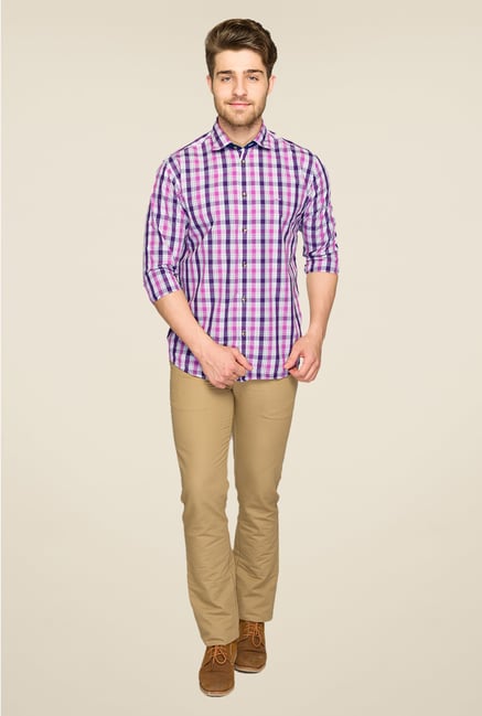 Park Avenue Purple Checks Shirt Park Avenue Purple Checks Shirt