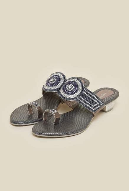 Metro Gun Metal Beaded Sandals Metro Gun Metal Beaded Sandals