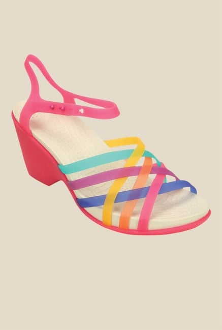 Crocs Huarache Candy Pink Ankle Strap Sandals Crocs Huarache Candy Pink Ankle Strap Sandals