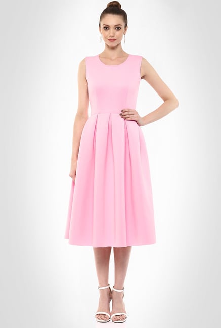 Rubina K Designer Wear Solid Baby Pink Dress By Kimaya Rubina K Designer Wear Solid Baby Pink Dress By Kimaya