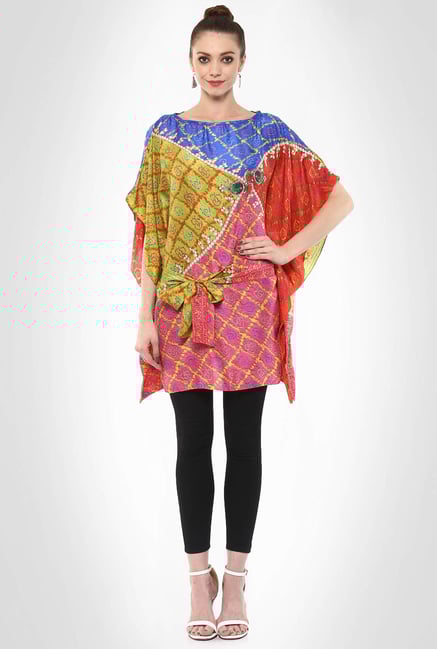 Pashma Designer Jewel Print Multicolored Tunic By Kimaya Pashma Designer Jewel Print Multicolored Tunic By Kimaya