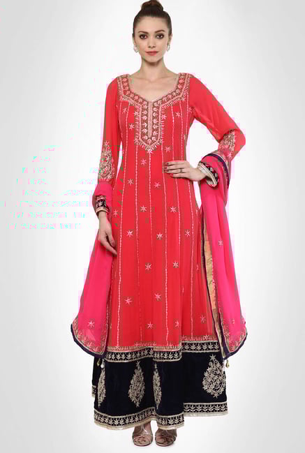 Kshitija Rana Designer Wear Coral Anarkali Set By Kimaya Kshitija Rana Designer Wear Coral Anarkali Set By Kimaya