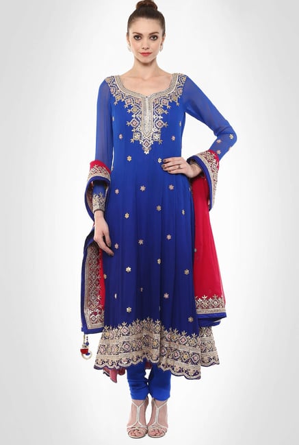 Kshitija Rana Designer Wear Indigo Anarkali Set By Kimaya Kshitija Rana Designer Wear Indigo Anarkali Set By Kimaya