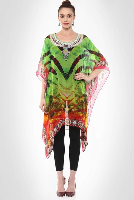 Rubina K Designer Wear Semi Sheer Kaftan Kurti By Kimaya Rubina K Designer Wear Semi Sheer Kaftan Kurti By Kimaya