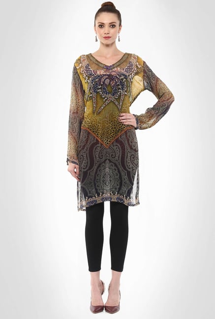 Rubina K Designer Wear Multi-Printed Kurti By Kimaya Rubina K Designer Wear Multi-Printed Kurti By Kimaya