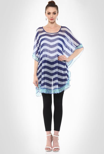 Rubina K Designer Wear Stripe Print Kaftan By Kimaya Rubina K Designer Wear Stripe Print Kaftan By Kimaya