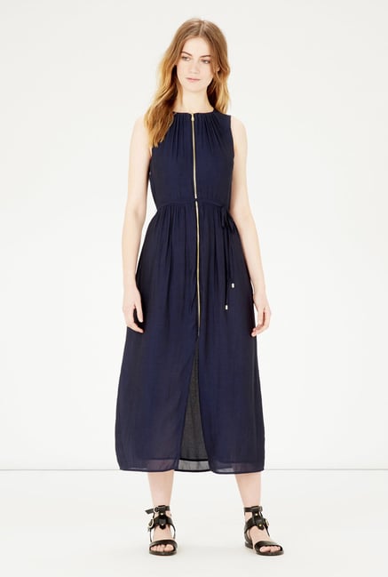 Warehouse Navy Solid Midi Dress Warehouse Navy Solid Midi Dress