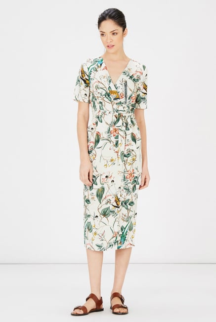 Warehouse White Floral Printed Wrap Dress Warehouse White Floral Printed Wrap Dress