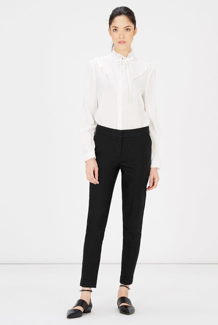 Warehouse Black Flat Front Trouser Warehouse Black Flat Front Trouser