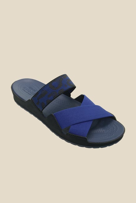 Crocs Anna Navy & Bijou Blue Cross Strap Sandals Crocs Anna Navy & Bijou Blue Cross Strap Sandals