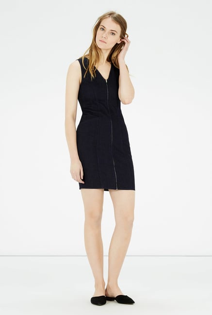 Warehouse Navy Solid Denim Dress Warehouse Navy Solid Denim Dress