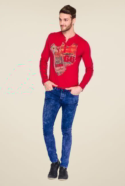Parx Red Graphic Printed T Shirt Parx Red Graphic Printed T Shirt