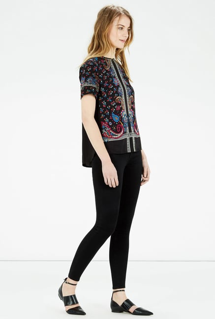 Warehouse Black Paisley Printed Top Warehouse Black Paisley Printed Top