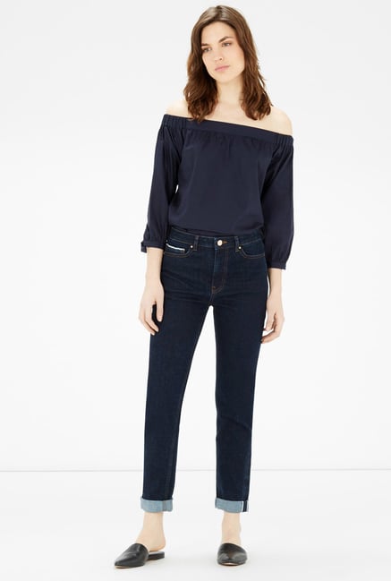 Warehouse Navy Off Shoulder Top Warehouse Navy Off Shoulder Top