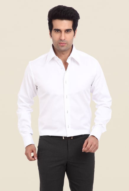 Park Avenue White Self Print Cotton Shirt Park Avenue White Self Print Cotton Shirt