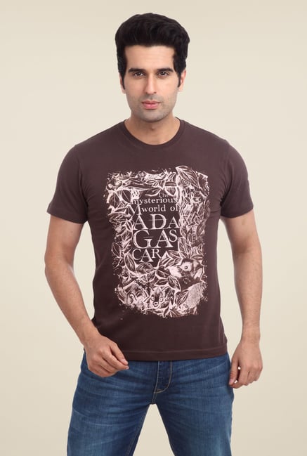 Parx Brown Graphic Printed T Shirt Parx Brown Graphic Printed T Shirt