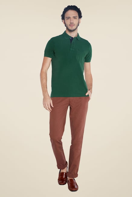 Parx Green Solid Polo T Shirt Parx Green Solid Polo T Shirt