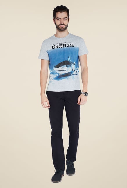 Parx Grey Printed T Shirt Parx Grey Printed T Shirt
