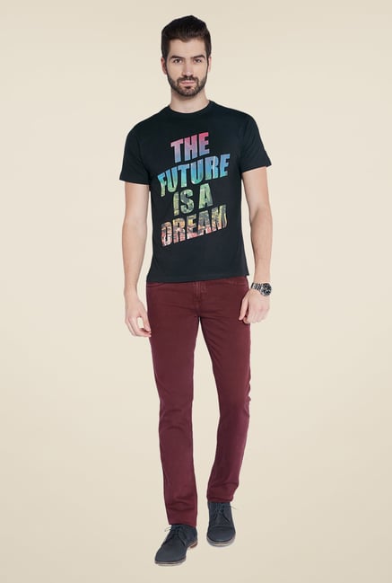 Parx Black Graphic Printed T Shirt Parx Black Graphic Printed T Shirt
