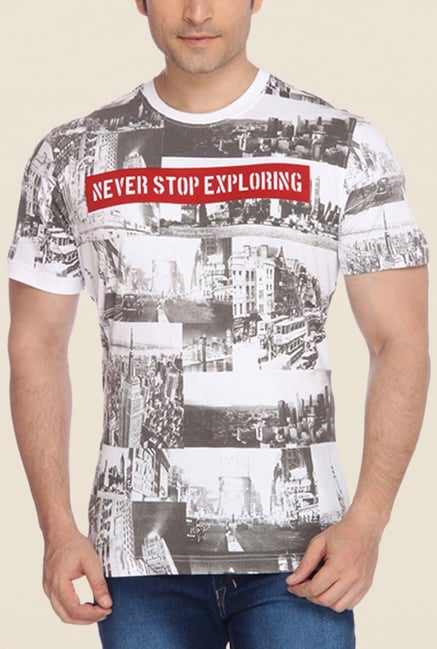 Parx White Graphic Printed T Shirt Parx White Graphic Printed T Shirt