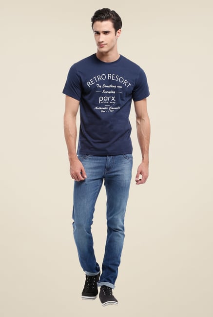 Parx Navy Graphic Printed T Shirt Parx Navy Graphic Printed T Shirt
