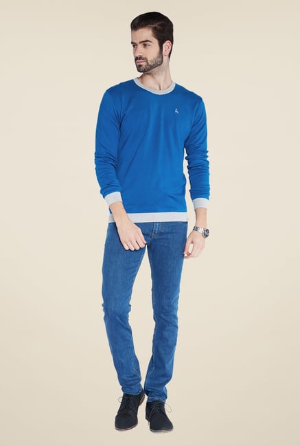 Parx Blue Solid T Shirt Parx Blue Solid T Shirt