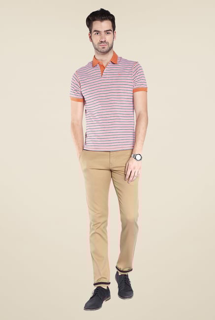 Parx Orange Striped Polo T Shirt Parx Orange Striped Polo T Shirt
