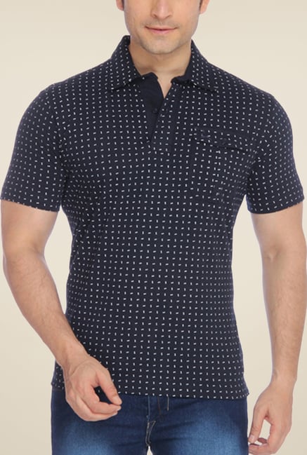 Parx Black Printed Polo T Shirt Parx Black Printed Polo T Shirt