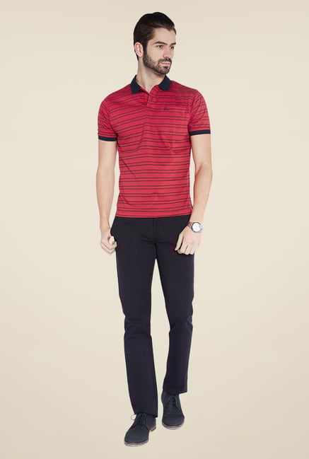 Parx Red Striped Polo T Shirt Parx Red Striped Polo T Shirt