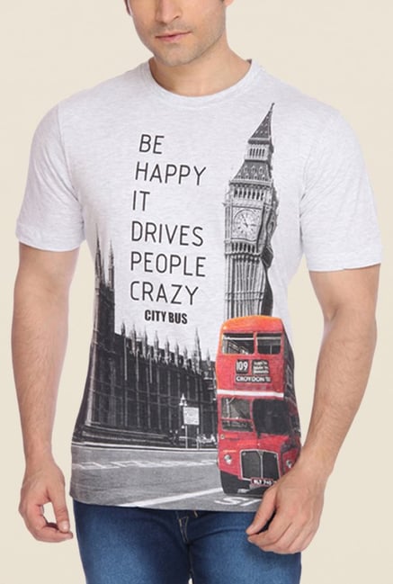 Parx Light Grey Graphic Printed T Shirt Parx Light Grey Graphic Printed T Shirt