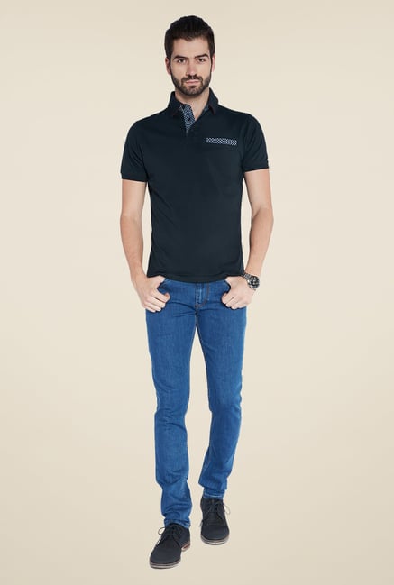 Parx Black Solid Polo T Shirt Parx Black Solid Polo T Shirt