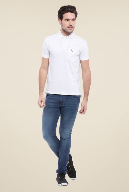 Parx White Printed Polo T Shirt Parx White Printed Polo T Shirt