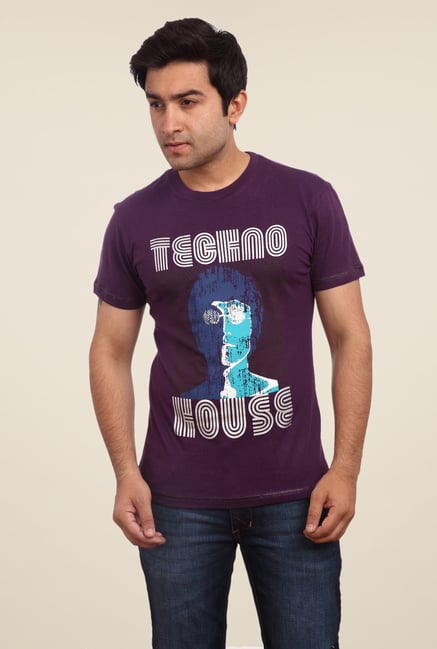 Parx Purple Graphic Printed T Shirt Parx Purple Graphic Printed T Shirt