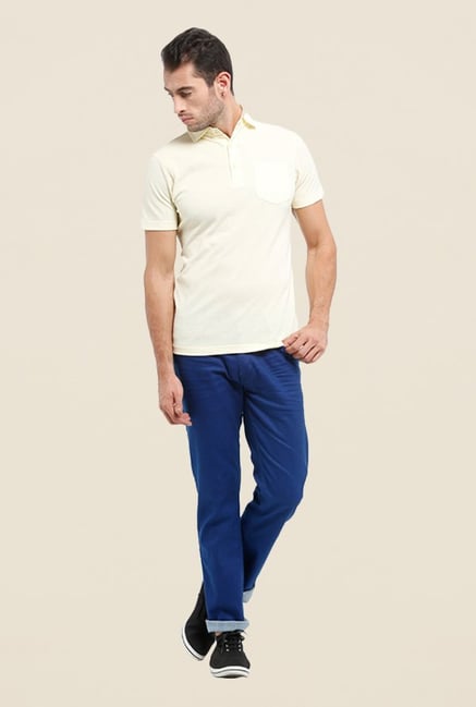 Parx Cream Solid Polo T Shirt Parx Cream Solid Polo T Shirt