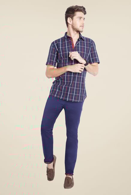Parx Navy Checks Shirt Parx Navy Checks Shirt