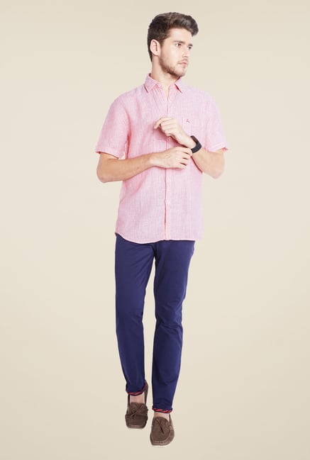 Parx Pink Striped Linen Shirt Parx Pink Striped Linen Shirt