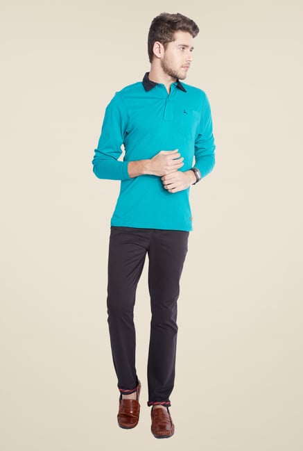 Parx Blue Solid Polo T Shirt Parx Blue Solid Polo T Shirt