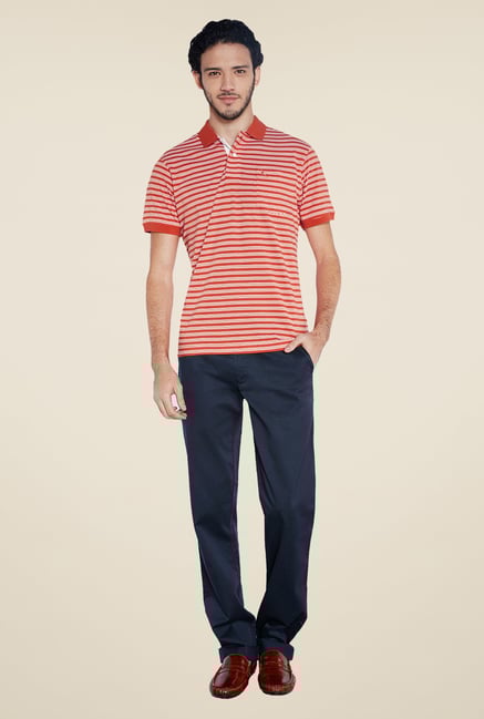 Parx Orange Striped Polo T Shirt Parx Orange Striped Polo T Shirt