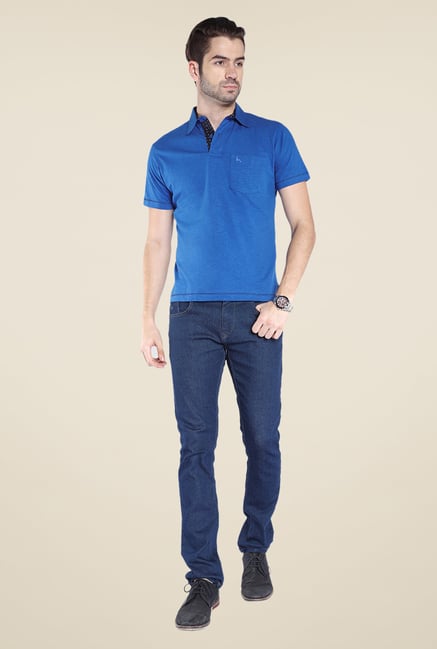 Parx Blue Solid Polo T Shirt Parx Blue Solid Polo T Shirt