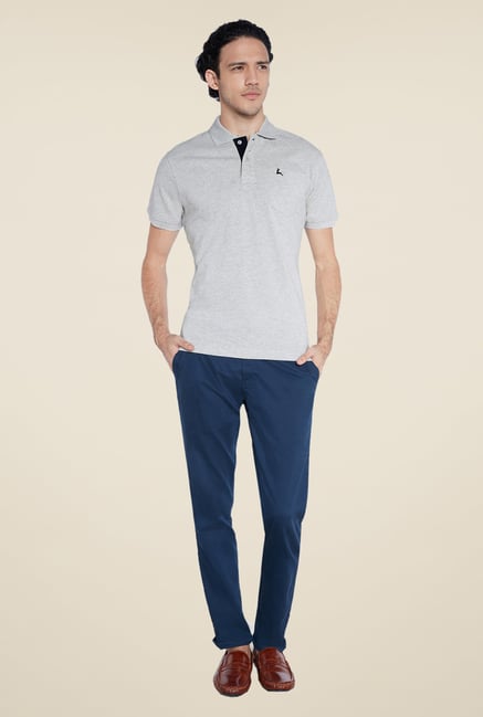 Parx Grey Solid Polo T Shirt Parx Grey Solid Polo T Shirt