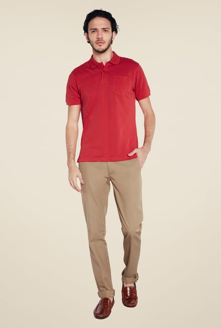Parx Red Solid Polo T Shirt Parx Red Solid Polo T Shirt