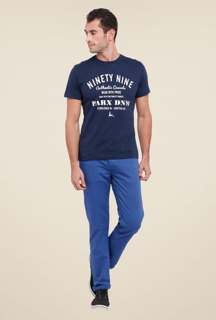 Parx Navy Graphic Printed Crew Neck T Shirt Parx Navy Graphic Printed Crew Neck T Shirt
