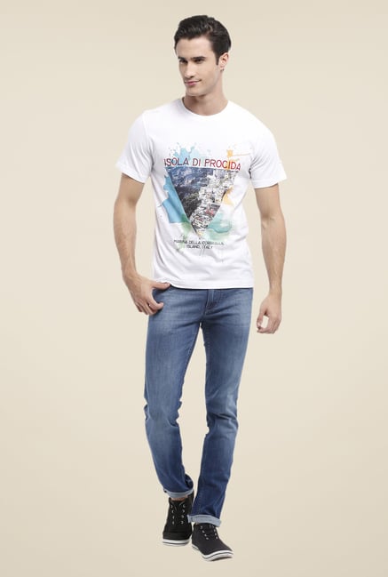 Parx White Graphic Printed Crew Neck T Shirt Parx White Graphic Printed Crew Neck T Shirt