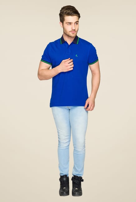 Parx Blue Solid Polo T Shirt Parx Blue Solid Polo T Shirt