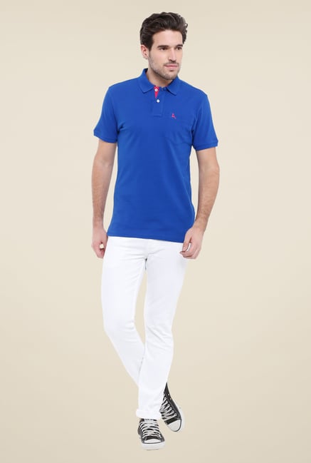 Parx Blue Solid Polo T Shirt Parx Blue Solid Polo T Shirt