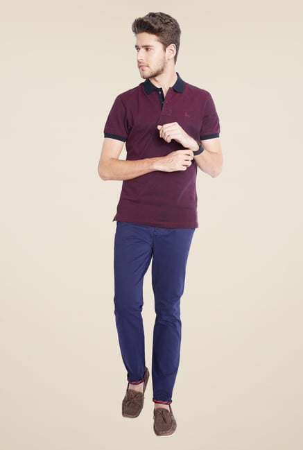 Parx Maroon Solid Polo T Shirt Parx Maroon Solid Polo T Shirt