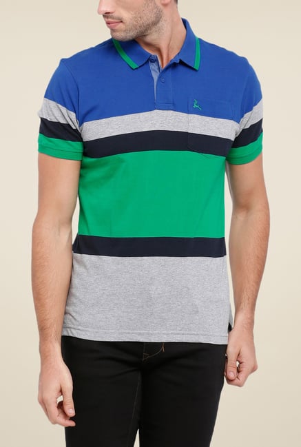 Parx Multicolor Striped Polo T Shirt Parx Multicolor Striped Polo T Shirt