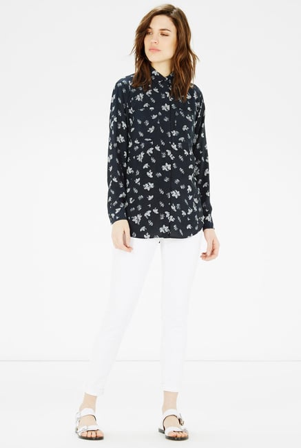 Warehouse Navy Printed Top Warehouse Navy Printed Top