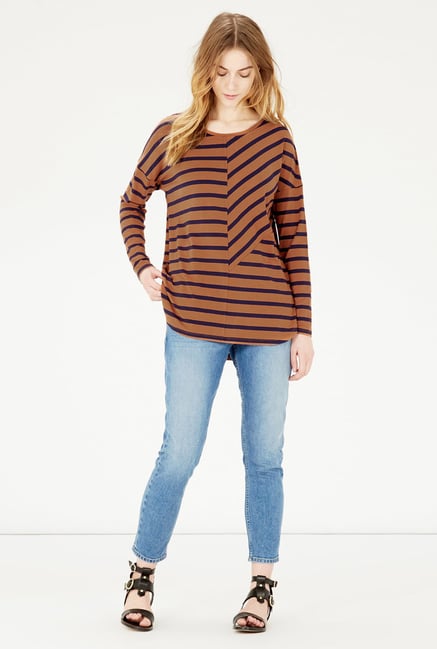 Warehouse Brown Striped Top Warehouse Brown Striped Top